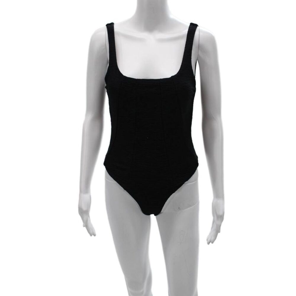 Nonchalant Label Women Jumpsuit Black Nylon Square Neck Size M